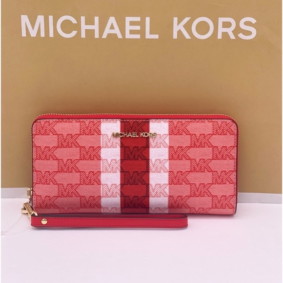 Michael Kors Large Continental Wallet Wristlet Dark Sangria - Picture 8 of 14